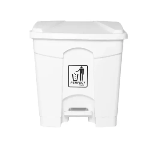 Lixeira Plastica Retangular c/ Pedal Perfect Branca 35L em Polipropileno Exc. Qualidade
