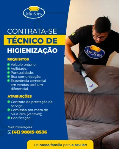 Tecnico Para Limpeza e Higienização Estofados 