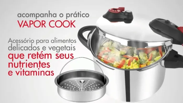 Novo, Entrego, Panela de Pressão CLOCK Inox 6L com Vapor Cook