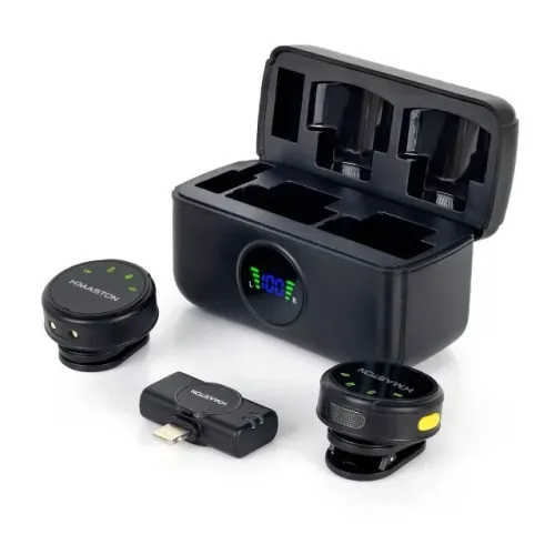 Microfone Sem Fio Lapela Lighting Duplo Hmaston Mk18 Novo Com Caixa Carregadora Imã