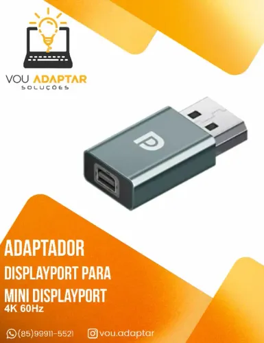 Adaptador Mini Displayport para Displayport 1.4 4k Thunderbolt