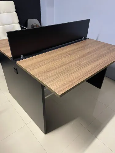 MESA ESTACAO DE TRABALHO 2 lugares nogal/preto - LOJA IKONMIXOFFICE 