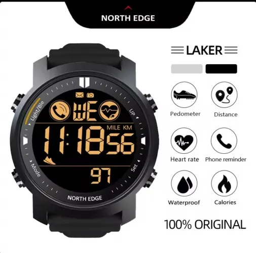 Relógio Smartwatch Tático Militar North Edge - Prova d'água 50m