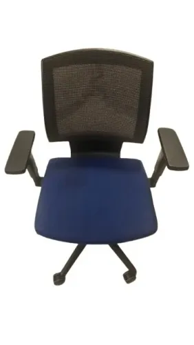 Cadeira de escritório giratória c/ encosto de tela mesh & assento azul (serve p/ quarto)