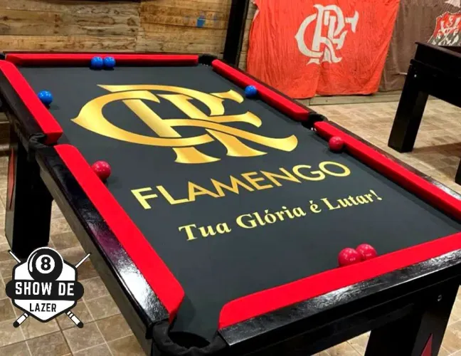 Sinuca Tipo Bilhar Personalizada Fla CRF Dourado Coloque Teu Nome