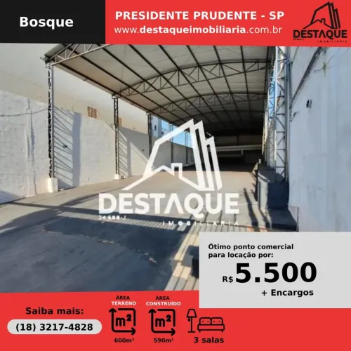 Ponto Comercial para Locação em Presidente Prudente, Bosque