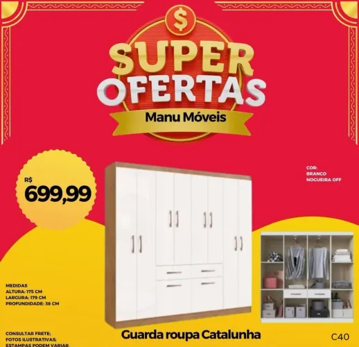 Guarda Roupa Catalunha casal 1.79m / 2 cores disponíveis  / pague na entrega 
