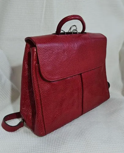 bolsa e mochila vermelha de couro legítimo - studio bag