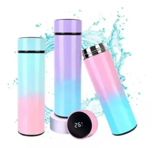 Garrafa Termica Infantil Duas Cores Tela Digital