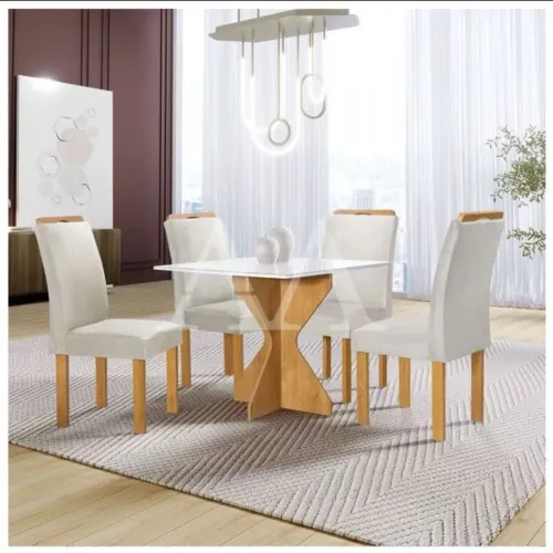 Mesa de Jantar Branca com Tampo Milão Plus