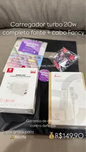Carregador iPhone 14 pro max turbo 20w fancy