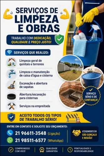 Trabalho com limpeza e escavação