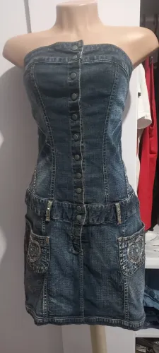 vestido jeans lycra tomara que caia tam p.....há outros modelos e tamanhos zap: *
