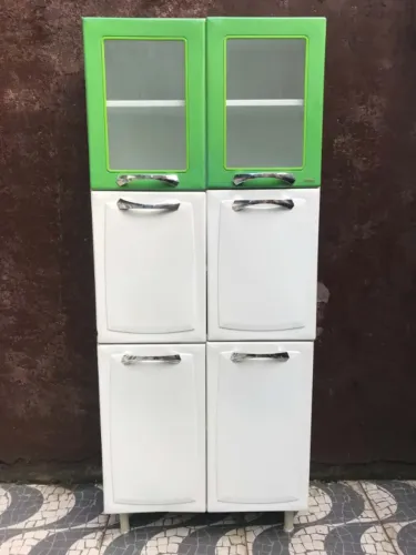 Armario De Cozinha Aco Itatiaia 6 Portas Branco E Verde