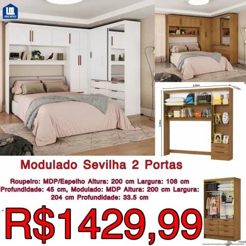 Guarda roupas Sevilha modulado / 2 cores disponíveis / frete grátis / pague na entrega