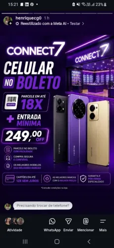 Telefone no boleto em 18x