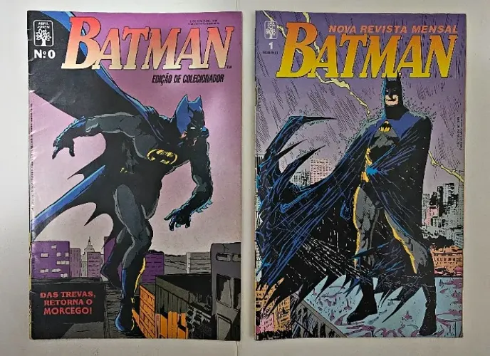 Revistas antigas e colecionáveis do Batman, em estado de novas
