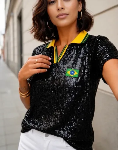 Camiseta Brasil Paetê 