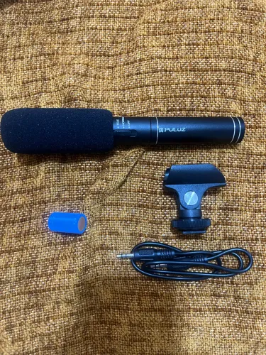 Microfone Puluz PU3012 Shotgun para Câmera DSLR + Acessórios