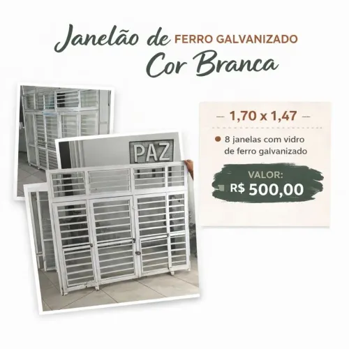 Janelas de Ferro Galvanizado com Vidro