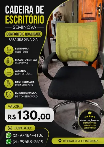 VENDO CADEIRA DE ESCRITÓRIO SEMINOVA