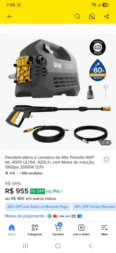 Lavadora de Alta Pressão Wap WL 4000 2000W