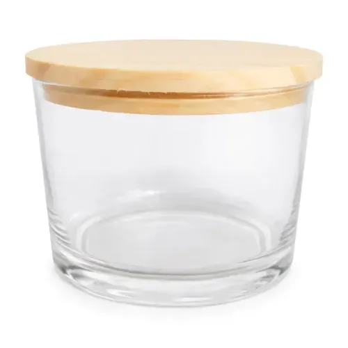 24 Copos de Vidro Nadir Patê 150ml Com Tampa de Madeira - Ideal para Velas