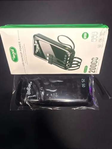 Power Bank 20.000mAh com Lanterna e Cabos Integrados