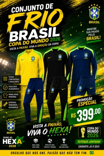 Conjunto da seleção brasileira de frio para treino jogador