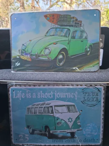 2 placas retrô fusca e kombi 20x30