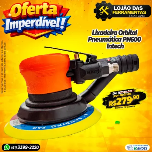Lixadeira Orbital Pneumática PN600 Intech