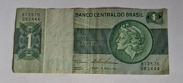 Cedulá Um Cruzeiro Banco Central do Brasil Anos 80