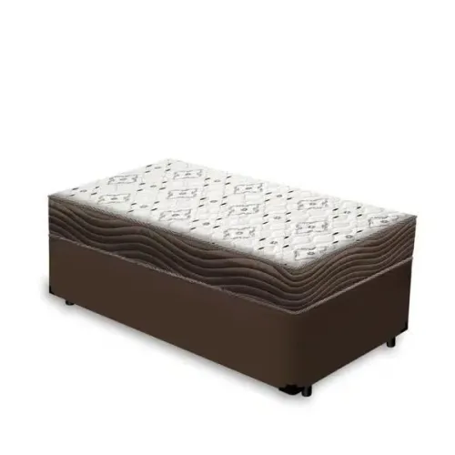 CAMA BOX CORINO MARROM ALTO NÍVEL + COLCHÃO ISO 150 D45 ORTOBOM