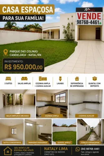 Imóvel para venda possui 400 metros quadrados com 3 quartos em Candelária - Natal - RN