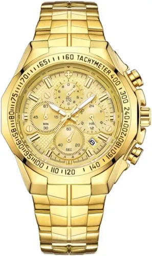 Relógio Masculino Wwoor Luxo Dourado Original.