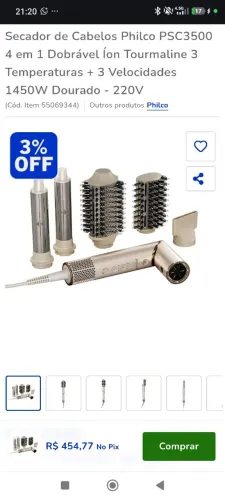 Secador de cabelo da Philco 4 em 1 dobrável