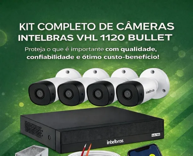 Kit 4 câmeras intelbras completo 