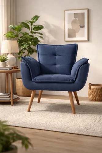 Poltrona Decor Linho Azul Escuro DIRETO DA FABRICA 