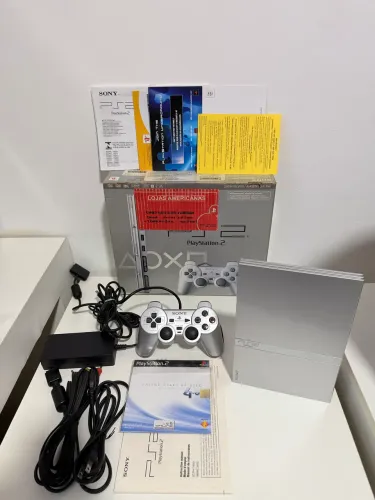 PlayStation 2 Slim Satin Silver CIB Completo | Serial Batendo | Colecionador