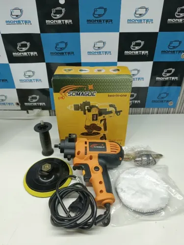 Politriz e Furadeira 2 em 1 Somague 1000W Completa com Kit de Boinas para Polimento Técnic