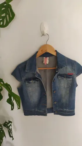 Colete jeans da opção Tam P