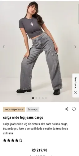Calça  Cargo - Cintura alta