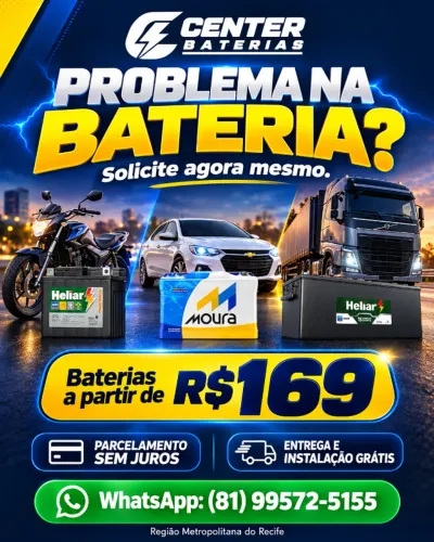 Baterias Automotivas em Promoção | Entrega e Instalação Grátis | Parcele sem Juros