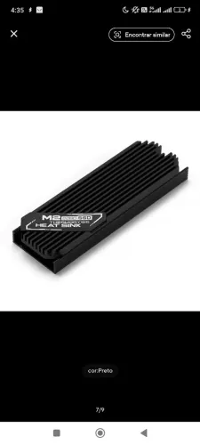 Dissipador SSD NVMe M.2 2280 com alumínio e thermal pad para resfriamento PC