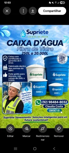 Caixa de agua - Fibra de vidro 250L a 20.000L