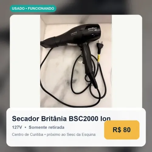 Secador Britânia BSC2000 Ion 127V