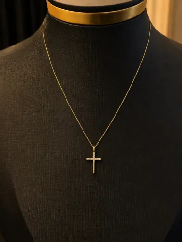 Conjunto Veneziana e Crucifixo em Ouro 18k 750