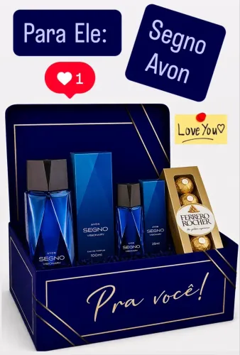 KIT PRESENTE SEGNO AVON COM CHOCOLATES FERREIRO ROCHER R$:229,99