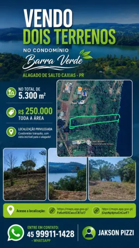 Terrenos no alagado de salto caxias, condomínio Barra Verde 5300 metros.