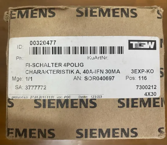 Interruptor diferencial residual (IDR) Siemens